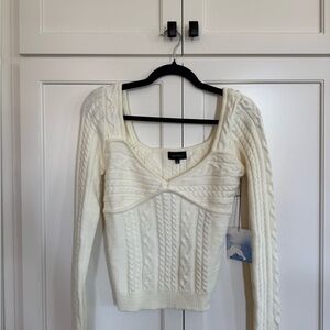 MAJORELLE Cream Cable Knit Sweater